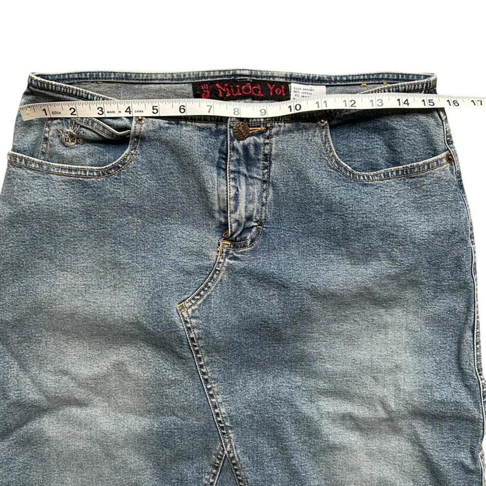 Mudd Yo Denim Midi Skirt Frayed Distressed Size 9 Y2K Boho Hippie Festival - Picture 3 of 6